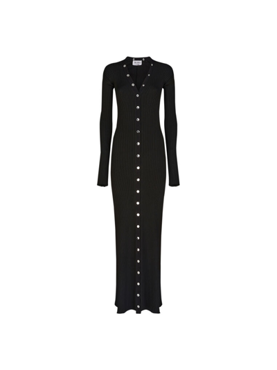Attico Black Viscose Long Cardigan In Black