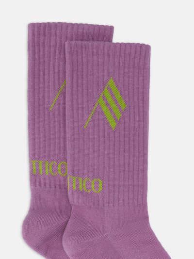 Shop Attico Violet And Light Green Short Length Socks In Violet/light Green