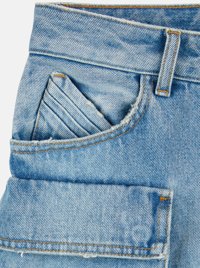 Attico Cargo Denim Skirt In Sky Blue