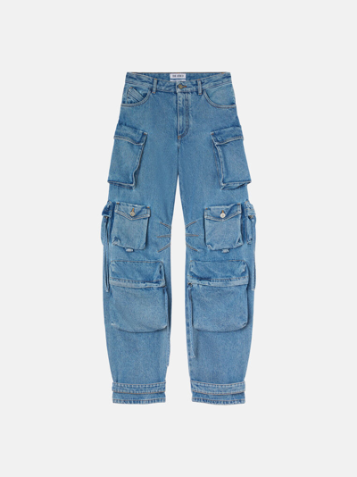 Shop Attico ''fern'' Washed Blue Long Pants
