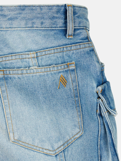 Attico Cargo Denim Skirt In Sky Blue