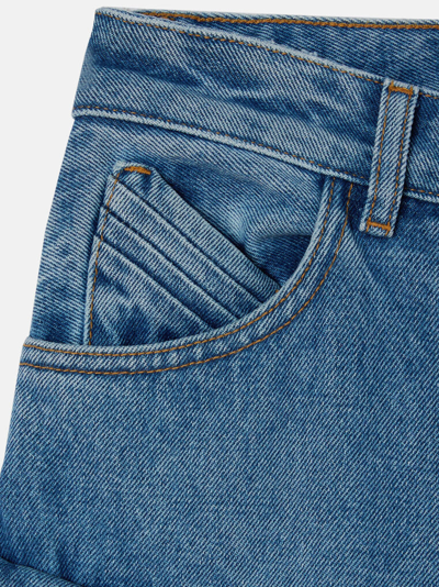 Attico Fern Low-rise Wide-leg Cargo Jeans In Washed Blue