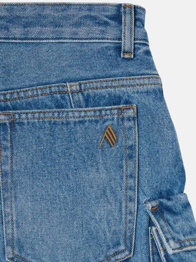 Attico Fern Low-rise Wide-leg Cargo Jeans In Washed Blue