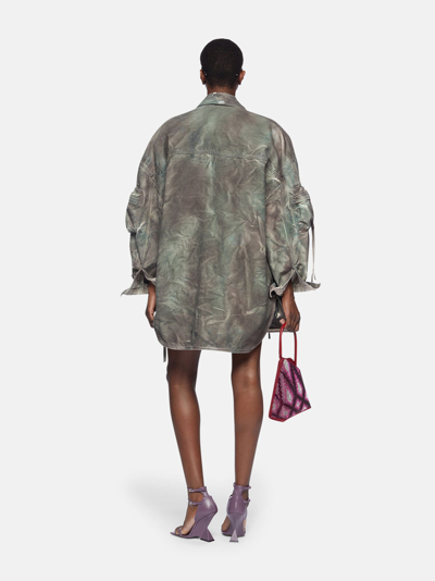 Shop Attico ''fern'' Stained Green Camuflage Short Coat In Stainde Green Camouflage