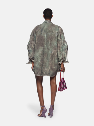 Attico Fern Camouflage-print Denim Jacket In Stainde Green Camouflage