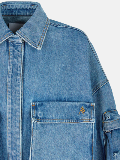 Shop Attico ''fern'' Washed Blue Short Coat