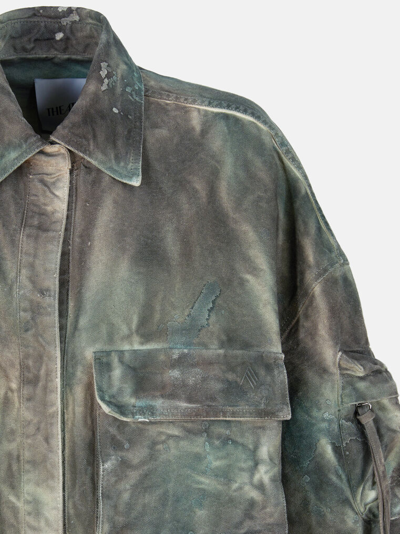 Shop Attico ''fern'' Stained Green Camuflage Short Coat In Stainde Green Camouflage