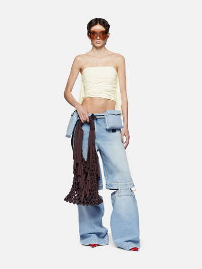 Attico Ashton Mid-rise Wide-leg Jeans In Sky Blue