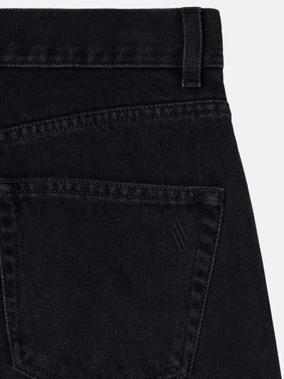 Attico Black Cotton Denim Pants With Logoed Snap Buttons For Women In Black