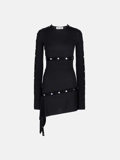 Attico Studded Asymmetric Convertible Dress In Black