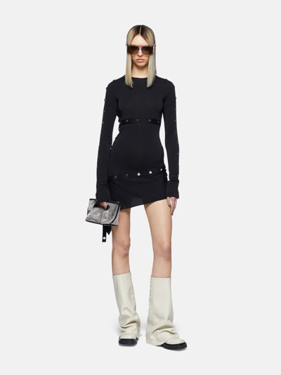 Attico Studded Asymmetric Convertible Dress In Black