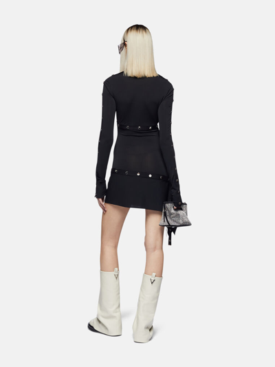 Attico Studded Asymmetric Convertible Dress In Black