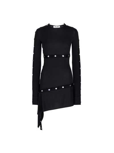 Attico Studded Asymmetric Convertible Dress In Black