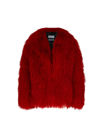 Shop Attico The  Outerwear Gend - Red Short Coat Red Main Fabric: 100% Mongolia Fur, Lining: 100% Viscose