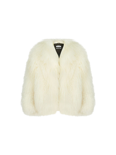 Shop Attico The  Outerwear Gend - White Short Coat White Main Fabric: 100% Mongolia Fur, Lining: 100% Visc