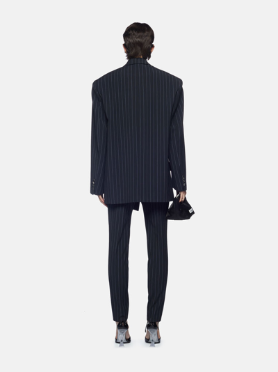 Attico Navy Blue And Light Blue Long Pants In Blue Navy/light Blue