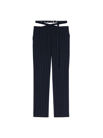 Attico Navy Blue And Light Blue Long Pants In Blue Navy/light Blue