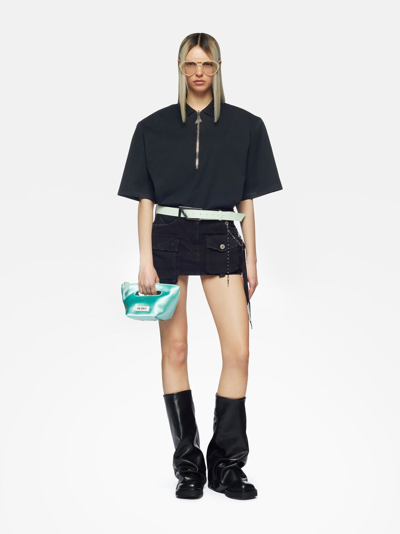 Attico 'fay' Black Mini-skirt With Oversized Cargo Pockets In Black