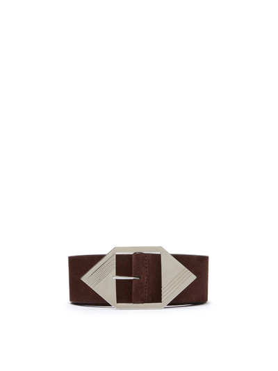 Shop Attico The  Accessories Gend - Chocolate Belt Chocolate Main Leather: 100% Suede Bos Taurus Farm Rais