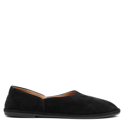 The Row Canal Slip-on Black Suede Loafers In Pt Petrol