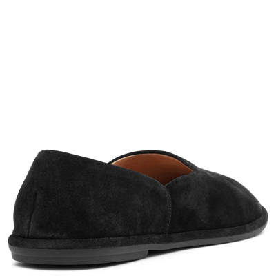 The Row Canal Slip-on Black Suede Loafers In Pt Petrol