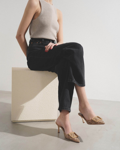 Manolo Blahnik Maysalebi 70 Beige Mesh Mules