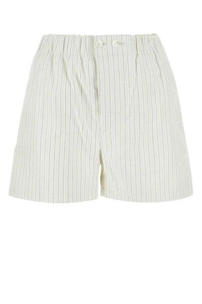 Bottega Veneta Pinstripe Poplin Shorts In Stripped