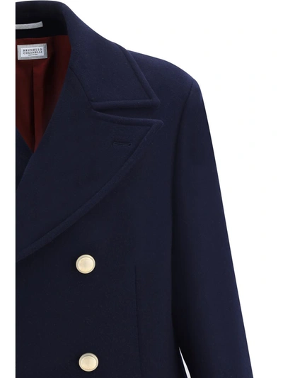 Shop Brunello Cucinelli Coats In Navy