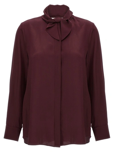 Shop Chloé Pussy Bow Blouse In Bordeaux