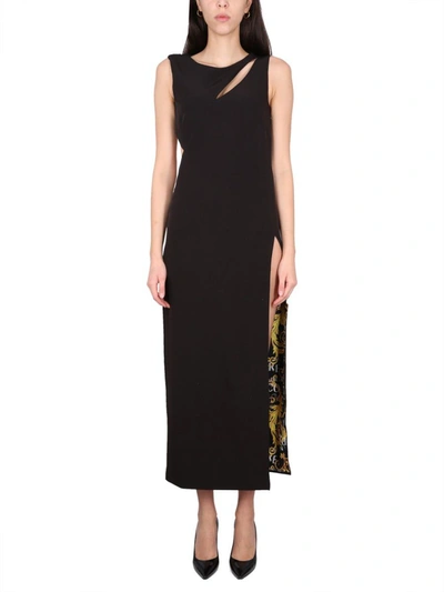 Shop Versace Jeans Couture Couture Logo Midi Dress In Black