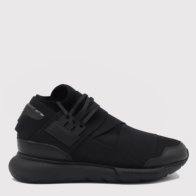 Shop Y-3 Black Canvas Qasa Sneakers In Black/black/black