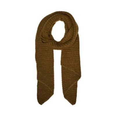Shop Pieces Long Ribbed Scarf Olive Green