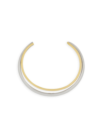 Shop Saint Laurent Women's Double Torc Necklace In Metal In Gold
