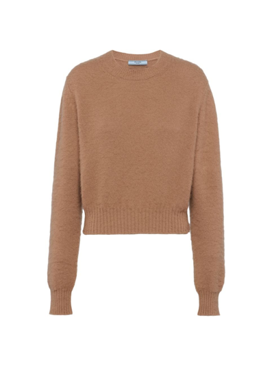 Shop Prada Women's Cashmere Crew-neck Sweater In Brown