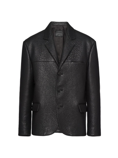 Shop Prada Men's Nappa-leather Jacket In Black