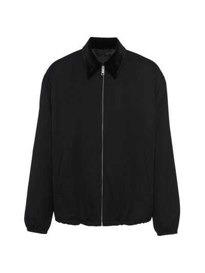 Shop Prada Men's Wool Blouson Jacket In Black