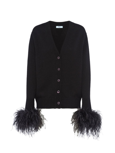 Shop Prada Women's Cashmere Cardigan In Black