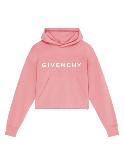Shop Givenchy Women's Archetype Oversized Cropped Hoodie In Flamingo