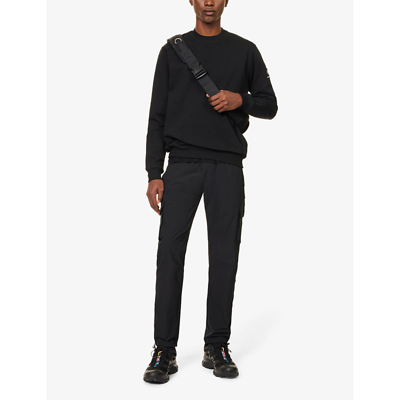 Shop Sandbanks Mens Black Brand-patch Crewneck Stretch-organic-cotton Sweatshirt