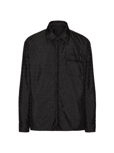 Shop Valentino Men's Reversible Nylon Jacket With Toile Iconographe Pattern In Black