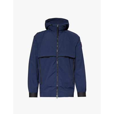 Shop Canada Goose Faber Brand-patch Relaxed-fit Woven Jacket In Atlantic Navy