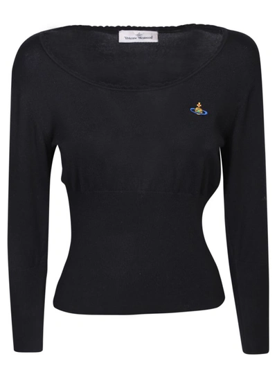 Shop Vivienne Westwood Logo On The Chest Sweater In Black
