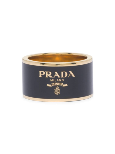 Shop Prada Women's Metal Ring In Black