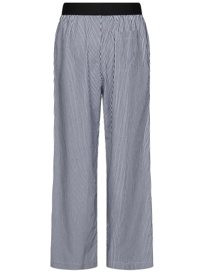 Shop Palm Angels Blue-striped White Cotton Pajama Trousers In Grey
