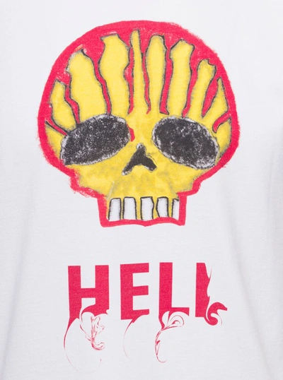Shop Botter White Crewneck T-shirt With Skull Print In Organic Cotton