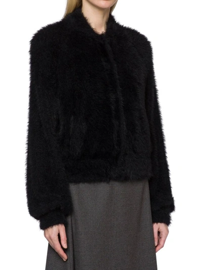 Shop Alberta Ferretti Short Cardigan In Soft Furry Effect In Black