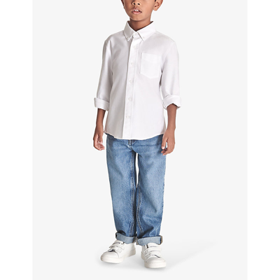 Shop Reiss Greenwich Long-sleeve Cotton Shirt 3-9 Years In White