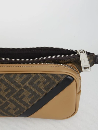Shop Fendi Diagonal Belt Bag In Grey