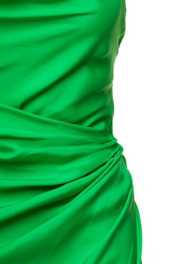 Shop Gauge81 Shiroi' Mini Green Dress With Draped Neckline In Silk