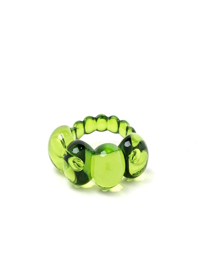Shop La Manso Set Of Two Ranunculus Green Plastic Rings In Not Applicable